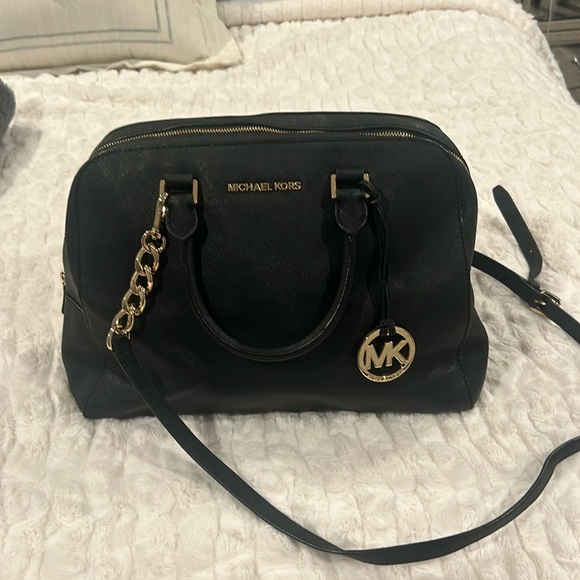 Michael Kors Handbags - Michael Kors Jet Set Saffiano Leather Crossbody  Purse Shoulder Bag  Black Gold